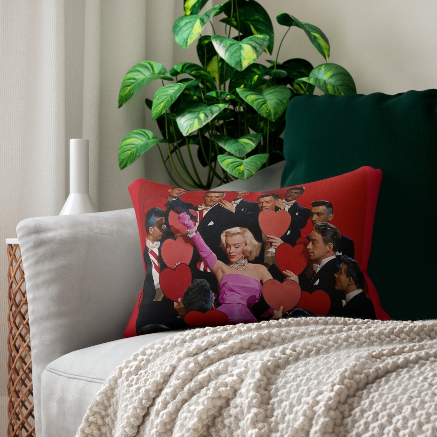 Marilyn Monroe Diamonds are Girl's best Friend Spun Polyester Lumbar Pillow