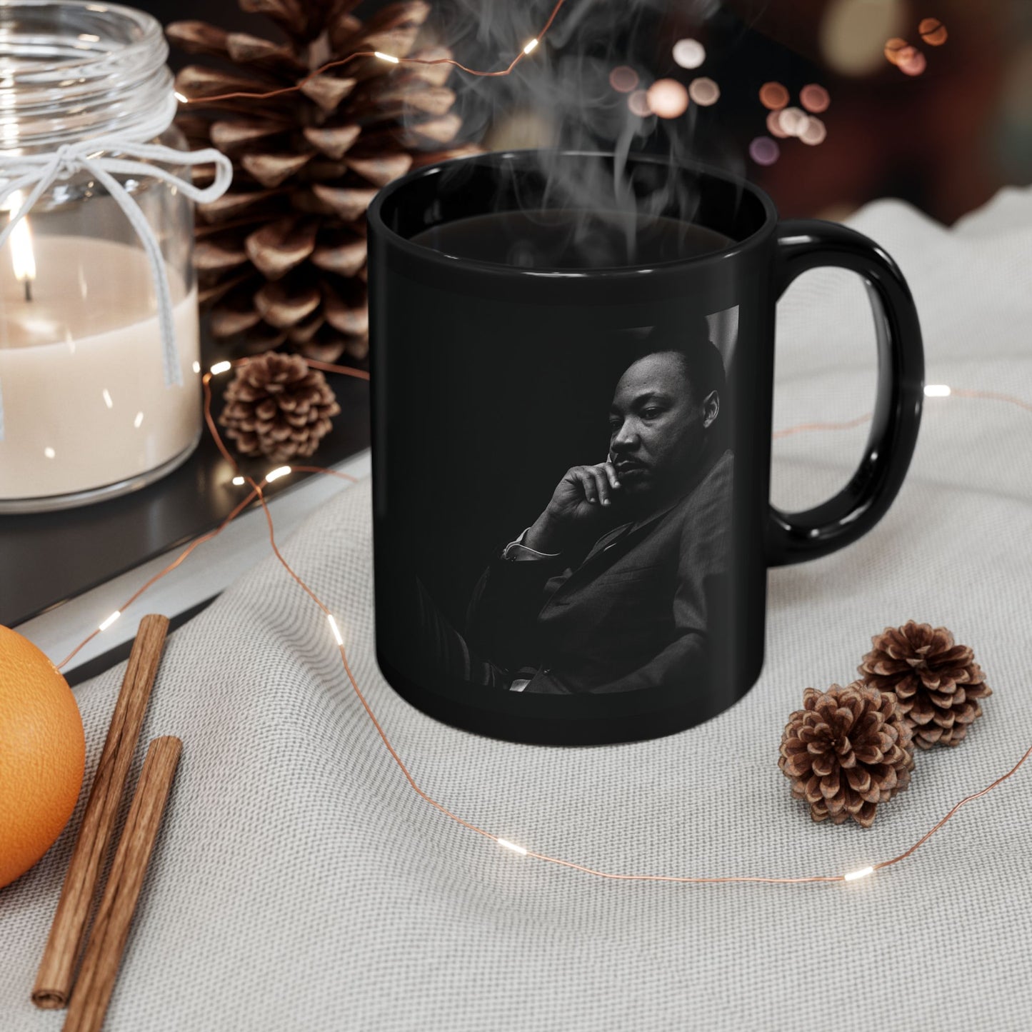 Martin Luther King Jr "In Thought" Black Mug (11oz, 15oz)