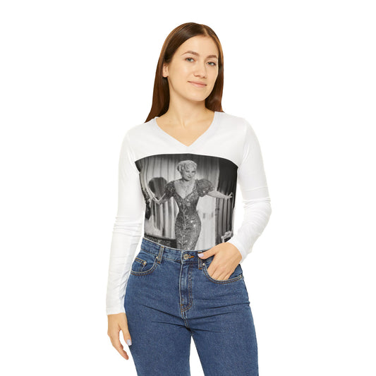 Mae West Glamour Women's Long Sleeve V-neck Shirt